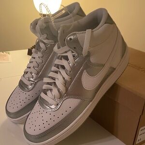 Nike White and Silver Sneakers